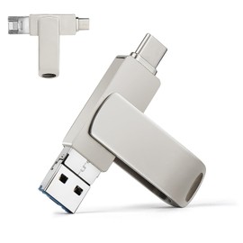 vantisan 4-en-1 128GB Memoria Flash USB para Teléfonos USB-C, Mricro Android, i Phone, i Pad, Ordenadores, etc. Flash Drive para Foto, Compatibilidad Universal