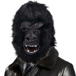 PartyHop Chimpanzee Monkey Chimp Head Mask Black Animal Latex Full Head Realistic Masks Fancy Dress