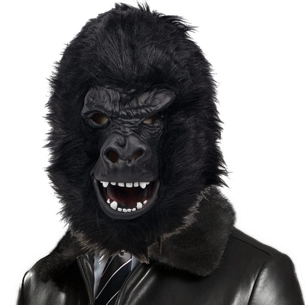 PartyHop Chimpanzee Monkey Chimp Head Mask Black Animal Latex Full