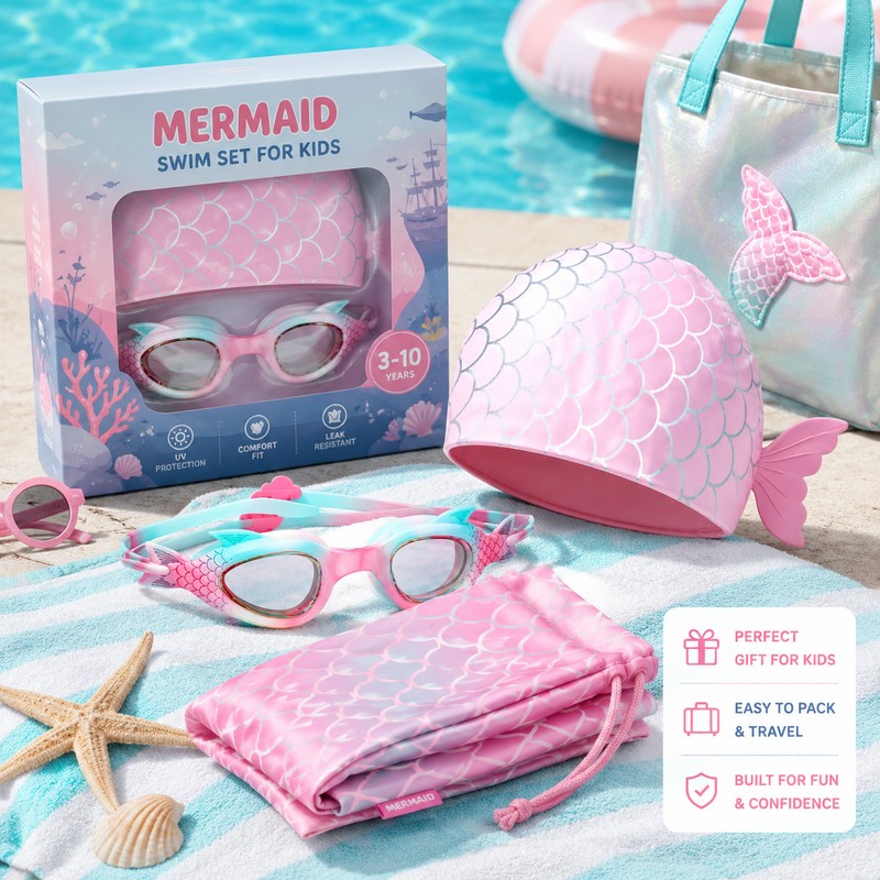 Kids Swimming Goggles for Pool Training – Anti-Fog Adjustable Fit