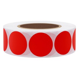 Hybsk Color Label Sticker Round Sticker Color 1000 Piece Labels Round Sticker 1.0 inch (25 mm) 8 Colors for Office Supplies Office Labels Document Bags Office Label Sticker Round (Red)