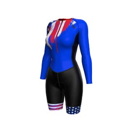 Zimco Women Cycling Suit One Piece Cycle Suit Padded Bicycle Costume (US Flag, Medium)