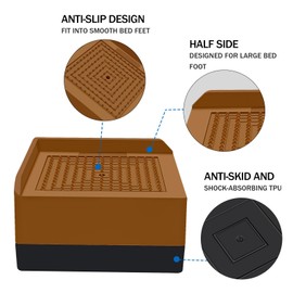 ANNKUT Bed Furniture Risers 1.5 inch, Square Adjustable Risers Blocks for Bed Sofa Table and Couch Lifting，Heavy Duty Support Up to 1,300 Lbs (4 Pack-Brown)