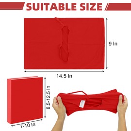 KICNIC Big Red Fabric Book Cover for Hardcover, 9x11 Inch, 1 Pack, Up to 10”x12.5”, Adjustable School Book Sleeve Protector for Teens, Stretchable Decorative Cloth Book Sox for Book Lovers