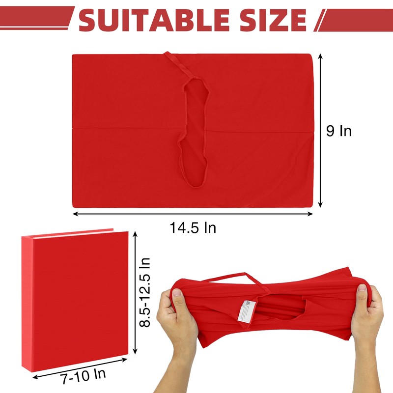 KICNIC Big Red Fabric Book Cover for Hardcover, 9x11 Inch,