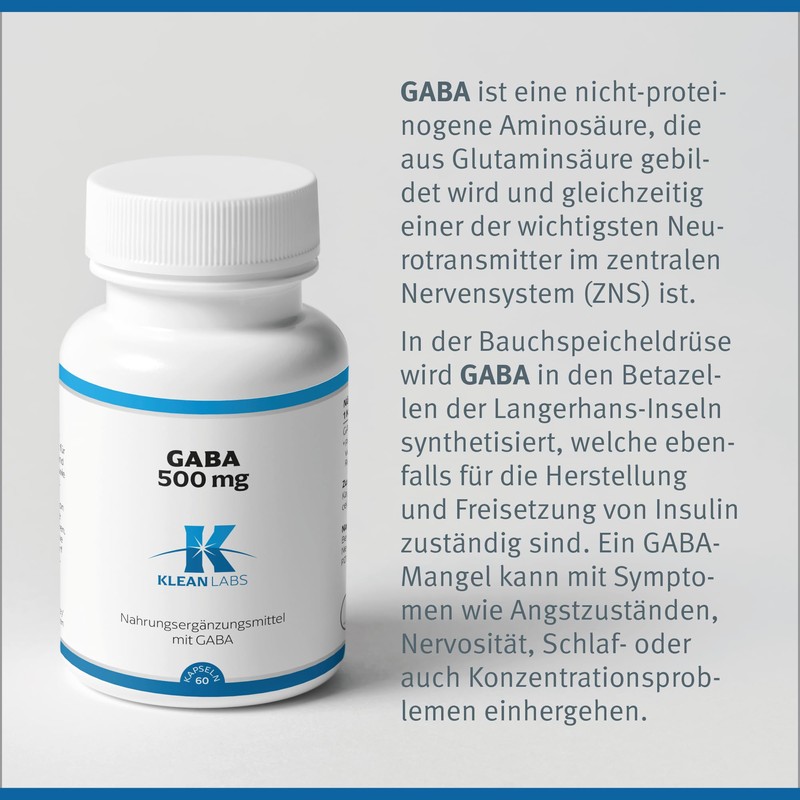Klean Labs - GABA 500 mg - 60 Capsules -