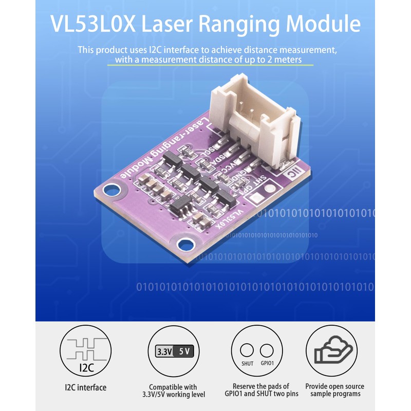 SEENGREAT VL53L0X Laser Time-of-Flight Distance Sensor for Raspberry Pi Models