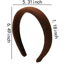 Kefley Puffy Padded Headband for Women Neutral Solid Color Brown Headband Hairband Hair Bands Wide Thick Head Band Puffy Headband for Washing Face Spa Makeup Headband Non Slip No Crease