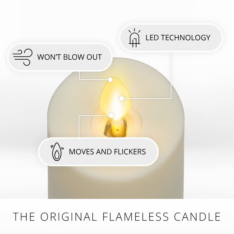 Luminara Outdoor Slim Pillar Flameless LED Candle, Set of 3