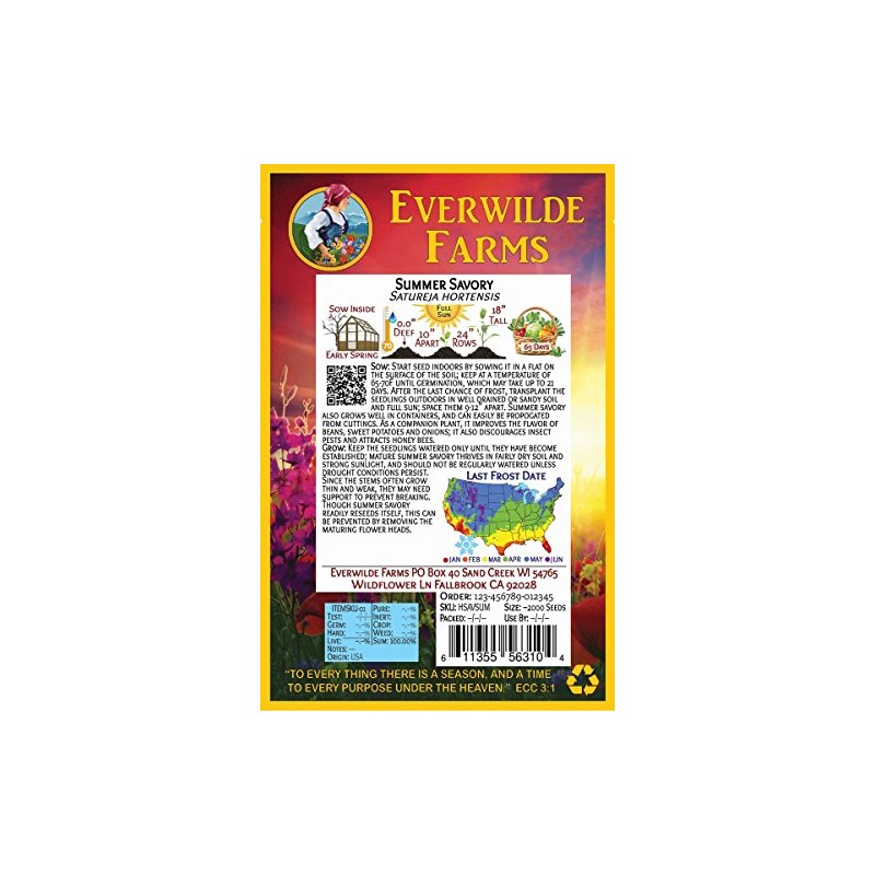 Everwilde Farms - 1 Oz Summer Savory Herb Seeds -