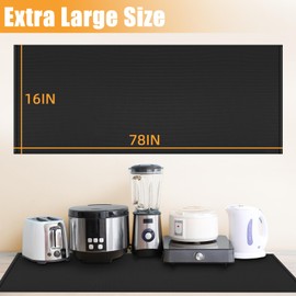 Amerbro Extra Large Heat Resistant Mat for Countertop, 16 x 78in Fireproof Silicone Mats for Kitchen Counter, Easy to Clean Countertop Protector Mat for Air Fryer, Coffee Maker, Toaster, Oven, Black