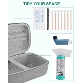 stukcaze Asthma Inhaler Case Portable Nebulizer and Spacer Storage for All Models of Inhalers - Travel Carrying Case for Masks, Inhaler Holder (TRANSPARENT)
