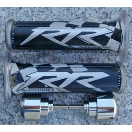 i5 Silver RR Logo Gel Hand Grips & Bar Ends Compatible with Honda CBR600RR CBR1000RR CBR600 F4i CBR 600 600RR 929 954 1000 RR 1000RR