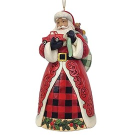 Jim Shore Country Living Santa Holding Red Truck Christmas Ornament 4.75 Inch