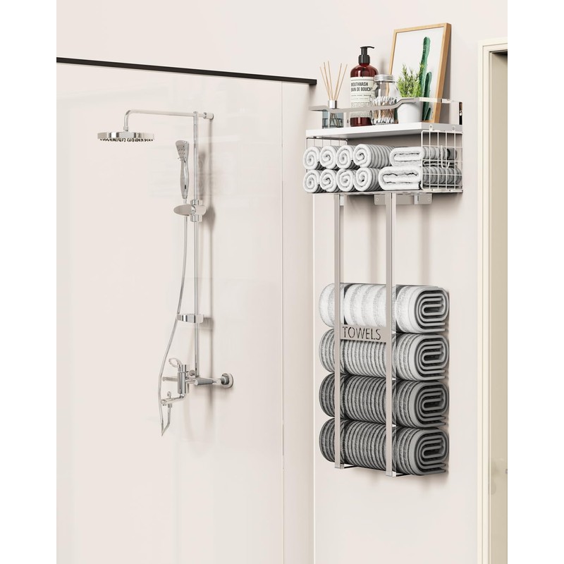 Towel Racks for Bathroom - Wall Mounted Metal Rack with