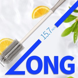 Fojaglad 15.7" Bottle Brush Set - 4 Pack Water Bottle and Straw Cleaner Brush with Long Handle for Hydro Flasks, Sports Bottles, Tumblers, Glassware, Narrow Neck Containers