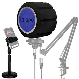 Microphone Windscreen,Professional Thick Wind Shield Pop Filter, Acoustic Filter for 1.77 inch-2.36 inch Recording Studios Microphones,Sound-Absorbing Foam that Reduces Noise and Reflections (black)