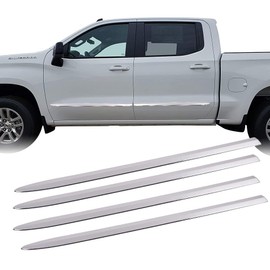 GRAND ORANGE Side Door Body Trim Molding 4PCS Compatible with Chevy Silverado 1500 Crew Cab 2019 2020 2021 Door Trim Molding Chrome