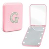 Aganmi Travel Mirror with Lights Pink 1X/2X Magnification LED Compact