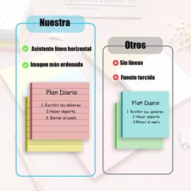400 Hojas Notas Adhesivas, Notas Adhesivas de Línea Horizontal, Las Líneas Horizontales Ayudan a Escribir con Más Nitidez, Utilizar en el Escritorio, Nevera(7.5 * 7.5cm)
