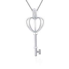 LGSY Heart Key Cage Pendants for Pearl Jewelry Making Sterling Silver