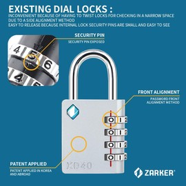 [ZARKER XD40] Padlock- 4 Digit Combination Lock for Gym, Sports, School & Employee Locker, Outdoor,Toolbox, Case, Fence and Storage - Metal & Steel - Easy to Set Your Own Combo - 1 Pack(Pink)