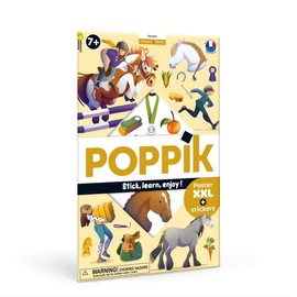 POPPIK 1841263 Sticker Poster, Horses Interactive Educational Poster with Removable Stickers, Multilingual Knowledge Poster, for Ages 7 and Above, 68 x 100 cm