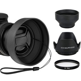 EEEKit 58mm Hard Lens Hood + 58mm Soft Lens Hood + 58mm UV Filter Lens Kit for Canon Rebel T7i T6S T6i T6 T5i T5 T4i T3i T3 T2i T1i XT XTi XSi SL1