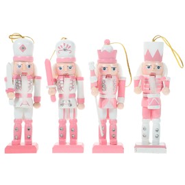 Veemoon Pack of 4 Christmas Nutcracker Soldiers Hanging Nutcracker Figures Mini Wooden Nutcracker for Balcony Window Cabinet at Christmas Party - 12 cm