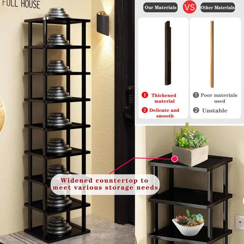 Vertical Shoe Rack - Tall Narrow Shoe Rack Organizer for
