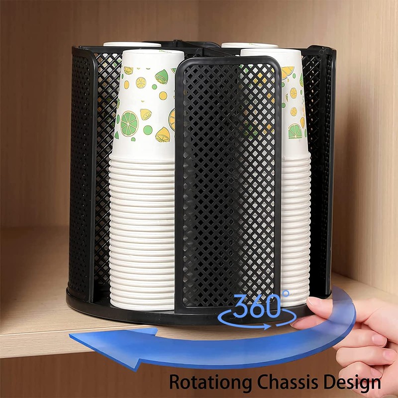 Pcapzz Cup Dispenser 360° Rotatable 4 Compartment Cups and Lids