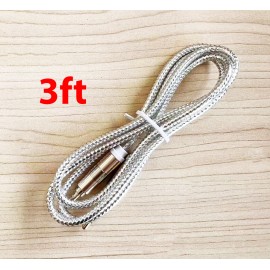 Unbranded 3ft Aux Cord 3.5mm Male to Male Auxiliary Audio Cable For Car Headphone - Silver 3ft