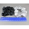 Silver Black pack 2 lamé lame shiny fabric stretch ponytail