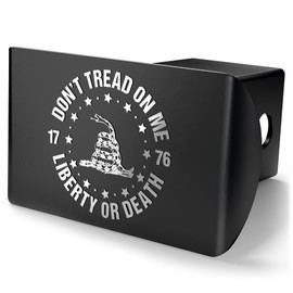 Don't Tread On Me Gadsden Flag Black & Chrome Metal Trailer Hitch Cover
