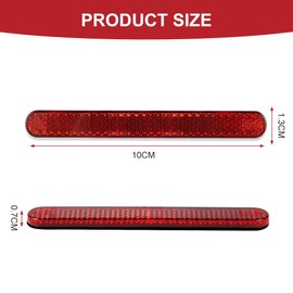 AYBUY 2Pcs Motorcycle Reflectors, Stick-on Rectangular Safety Reflector, Strong Reflective Ability Red Light Reflectors, Red Safety Warning Reflector for Trucks Bicycle Trailers Gate Posts, 10cm