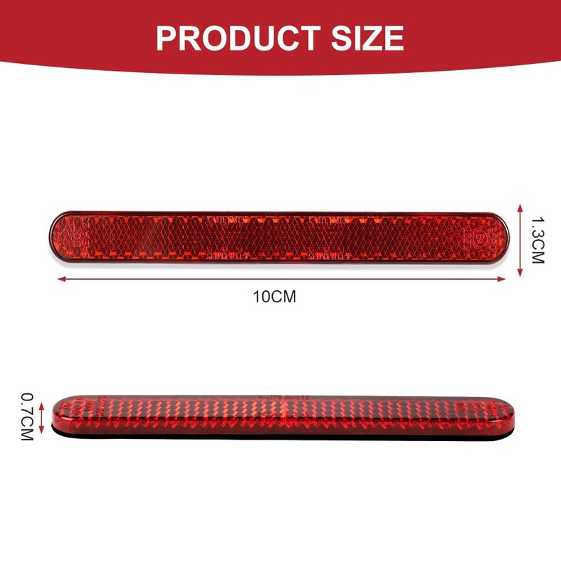 AYBUY 2Pcs Motorcycle Reflectors, Stick-on Rectangular Safety Reflector, Strong Reflective