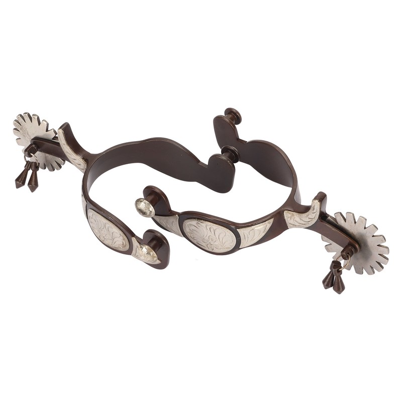 1 Pair Western Cowboy Spurs Carbon Steel Retro Floral Carving