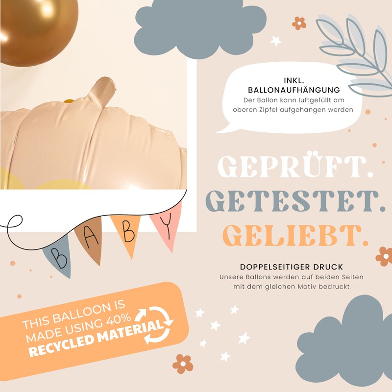 balloa Palloncino XXL per bambini con ciuccio, palloncino a elio