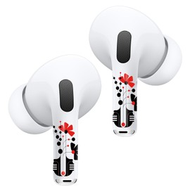 RockMax for AirPod Pro Skin, Floral Decal Stickers for Ear Buds, Red Wrap Art for AirPods Pro 2nd Generation, Durable, Easy to Apply, Suitable for Women and Men