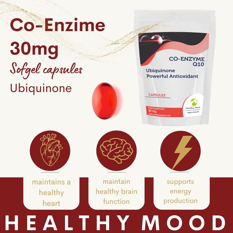 CoQ10 Capsules 30mg – Co-Enzyme Q10 Dietary Supplement for Heart