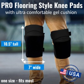 Paclord PRO Flooring Style Knee Pads with 3 Levels of Protection, Black, 1 Pair - Flat Napa Suede Leather & Multi Adjustable Fasteners - All Day Comfort, Made in USA