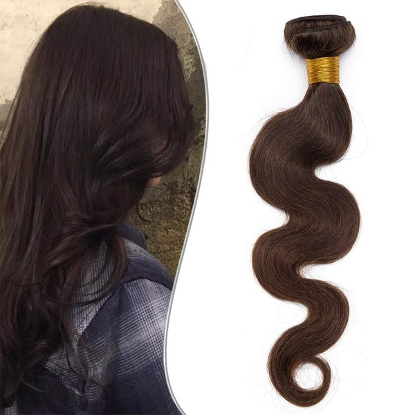 SEGO Real Hair Wefts, 1 Bundle, Weave, Human Hair, Brazilian Extensions, Body Wave, Virgin, 100% Unprocessed Real Hair Extensions, 61 cm - 1 Bundle, Dark Brown - 1