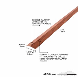 M-D Building Products 40126 1-3/8 in. X 72 in. Cherry Aluminum Metal Decor® Carpet Trim w/Screw Nails