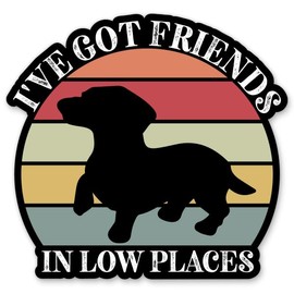 I've Got Friends in Low Places Sticker - 5" Laptop Sticker - Waterproof Vinyl for Car, Phone, Water Bottle - Funny Dog Dachshund Decal