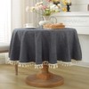 meioro Round Tablecloth Solid Color Tablecloths Tassel Table Cover Cotton
