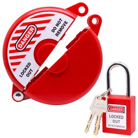 ZHMEINA Gate Valve Lockout with Safety Padlock, 1 Set Hose Bib Lock for Water Spigot/Outdoor Faucet Knob/Propane Tank/Gas Tank, Outdoor Faucet Lock for 2-1/2 to 5 in Dia Valve Handles (Red)