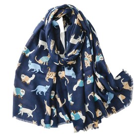 GFM® Cat Scarf - Spring Summer - Mother's Day, Birthday, Christmas (CTSCF-B), CT-55-Blue, 42, CT-55-Blue