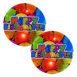 ArtCreativity Light-Up Happy Birthday Button Pins, Set of 2, LED Birthday Shirt Pins with Red Flashing Lights, Birthday Party Essentials, Party Favors for Boys and Girls, Unique Goodie Bag Fillers