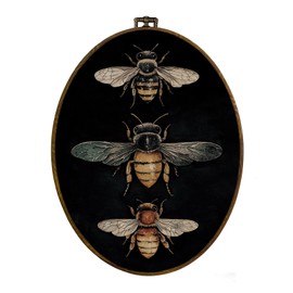 dvhdajed Dark Academic Moody Bee Oval Wall Art Decor, Vintage Gothic Witchy Bee Framed Canvas Art, Dark Cottagecore Bees Oval Wall Hanging Decor for Gallery Bedroom Living Room, 8.7x11.3 Inch