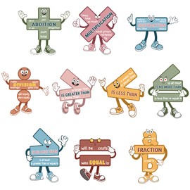 Sereliy Math Symbol Posters Bulletin Board for Classroom Decor, 10PCS Math Symbols Education Learning Posters, Mathematics Sign Cutouts for Elementary School Grade 2th 3th 4th 5th